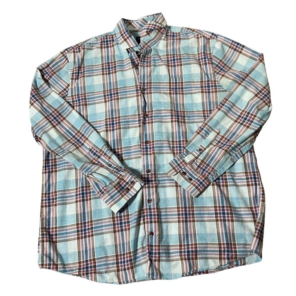 Johnnie-O Plaid Top Shelf Button Down Shirt Mens XL Blue Casual Long Sleeve